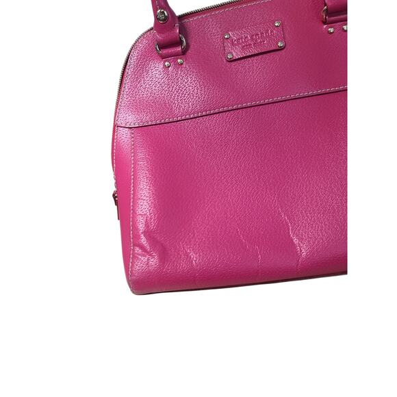 Kate Spade Pink Pebbled Leather Bowling Bag Satchel Vintage - Picture 11 of 12